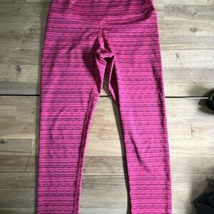 90 Degree By Reflex Kids Pink and Black Striped Leggings